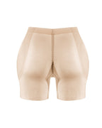 Bellvian beige back lift shapewear shorts with tummy control compression and sculpting booty enhancement support, designed for curvy silhouette shaping and seamless body smoothing for women in the UK