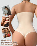Bellvian beige back smoothing shapewear bodysuit with seamless tummy control compression and sculpting waist support, designed for invisible body contouring, butt lifting and slimming support under wedding dresses and tight outfits in the UK