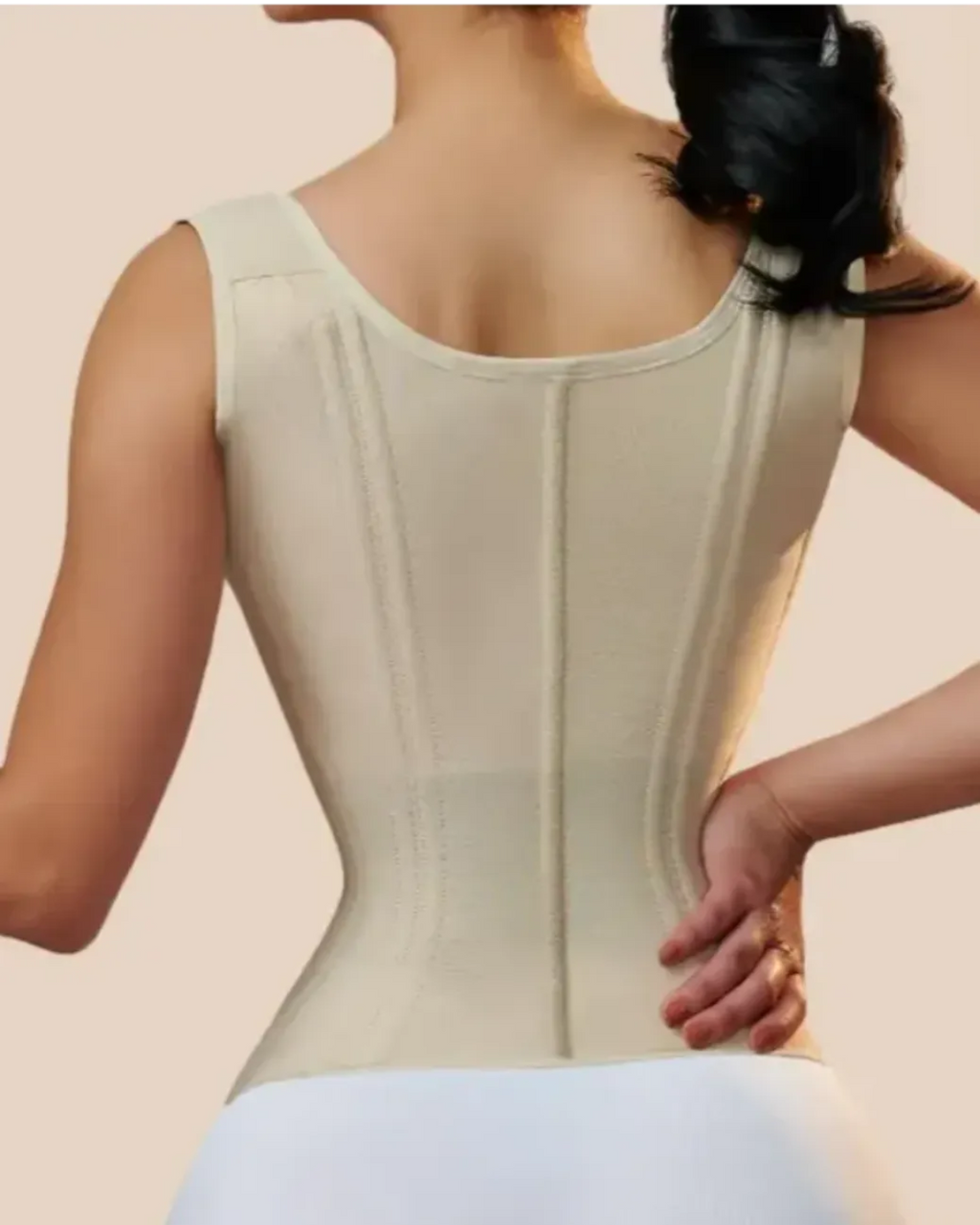 Bellvian beige back support waist trainer corset with seamless body sculpting compression and waist slimming support, designed for posture support, postpartum contour shaping and invisible smoothing under outfits in the UK