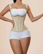 Bellvian beige full waist cincher with seamless tummy control support and sculpting body contour compression, designed for waist slimming, postpartum recovery and hourglass silhouette shaping for women in the UK