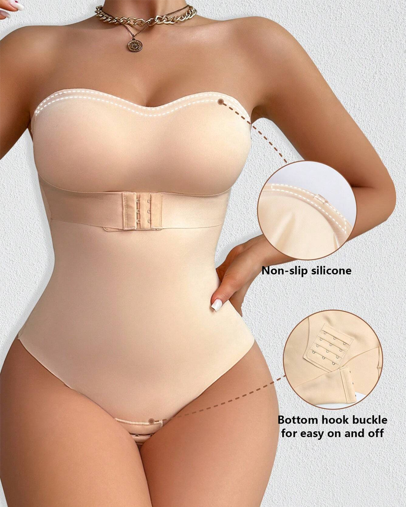 Bellvian beige hourglass body shaper bodysuit with tummy flattening support and seamless compression sculpt fit, designed for postpartum body contouring, waist slimming, invisible shapewear and smooth shaping under dresses in the UK
