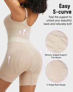 Bellvian beige S curve body shaper with tummy compression and butt lifting sculpt support, designed for hourglass waist shaping, postpartum slimming, back smoothing and invisible contouring under dresses in the UK