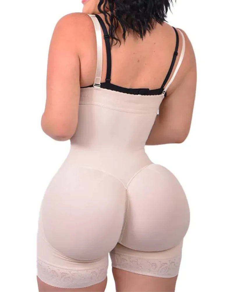 Bellvian beige seamless postpartum shapewear bodysuit with tummy control compression and sculpting butt lift fit, designed for waist slimming, body contour smoothing, C section recovery and invisible shaping under dresses for women in the UK
