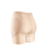 Bellvian beige side sculpting butt lift shorts with seamless tummy compression and contour shaping support, designed for booty enhancement, waist slimming and smooth invisible body shaping in the UK