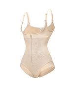 Bellvian beige tummy control body shaper with seamless compression support and sculpting hourglass fit, designed for postpartum body shaping, waist slimming, stomach flattening and invisible smoothing under wedding dresses in the UK