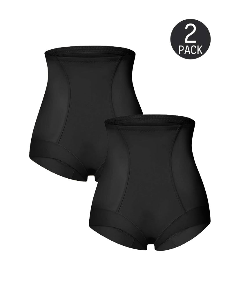 Bellvian black 2 pack high waist butt lifting shapewear shorts with seamless tummy control compression designed for waist slimming, lower belly flattening and smooth invisible sculpting under dresses, leggings and bodycon outfits, ideal for UK women searching for bum lift shapewear shorts, control panties and hourglass slimming underwear