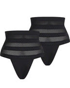 Bellvian black 2 pack seamless high waist thong shapewear with tummy control compression and invisible slimming support designed to flatten lower belly and sculpt waist curves under dresses and jeans, popular in UK searches for control thongs and body shaping underwear