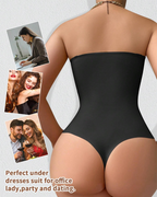 Bellvian black back smoothing shapewear bodysuit with seamless sculpting compression and waist slimming support, designed for invisible tummy control, butt lifting shaping and confident body contour wear under fitted outfits in the UK