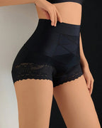 Bellvian black butt lift shapewear shorts with seamless tummy control and sculpting compression support, designed for hourglass body shaping, slimming under outfits, postpartum recovery and invisible everyday shapewear in the UK