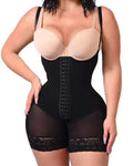 Bellvian black compression shapewear bodysuit with tummy flattening support and sculpting waist trainer fit, designed for postpartum slimming, butt lifting, body contour shaping and seamless support under dresses for women in the UK