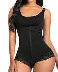 Bellvian black full body shapewear bodysuit with tummy control compression, waist slimming sculpt fit and seamless postpartum body shaping support, designed for hourglass curves, stomach flattening, back smoothing, butt lifting and invisible body contouring under dresses for women in the UK