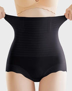 Bellvian black high waist seamless slimming panties designed for strong tummy control, waist compression and smooth invisible shaping under tight dresses and everyday outfits, highly searched in the UK for body sculpting underwear, slimming shapewear panties and hourglass contour support