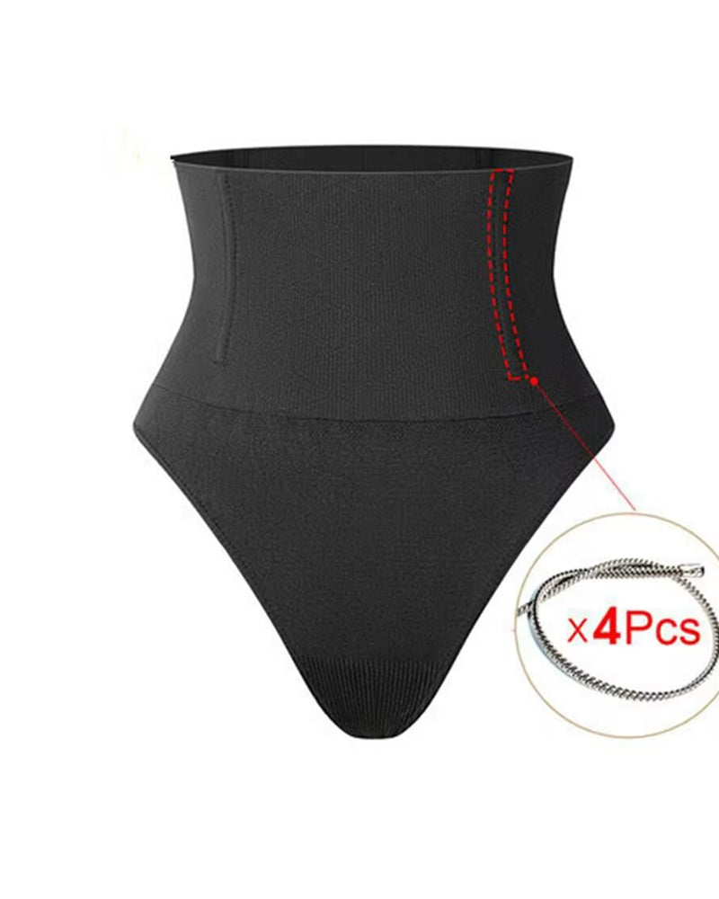Bellvian black high waist thong compression shapewear with tummy flattening support and seamless sculpting fit, designed for waist slimming, invisible shaping and smooth contour enhancement under clothing in the UK
