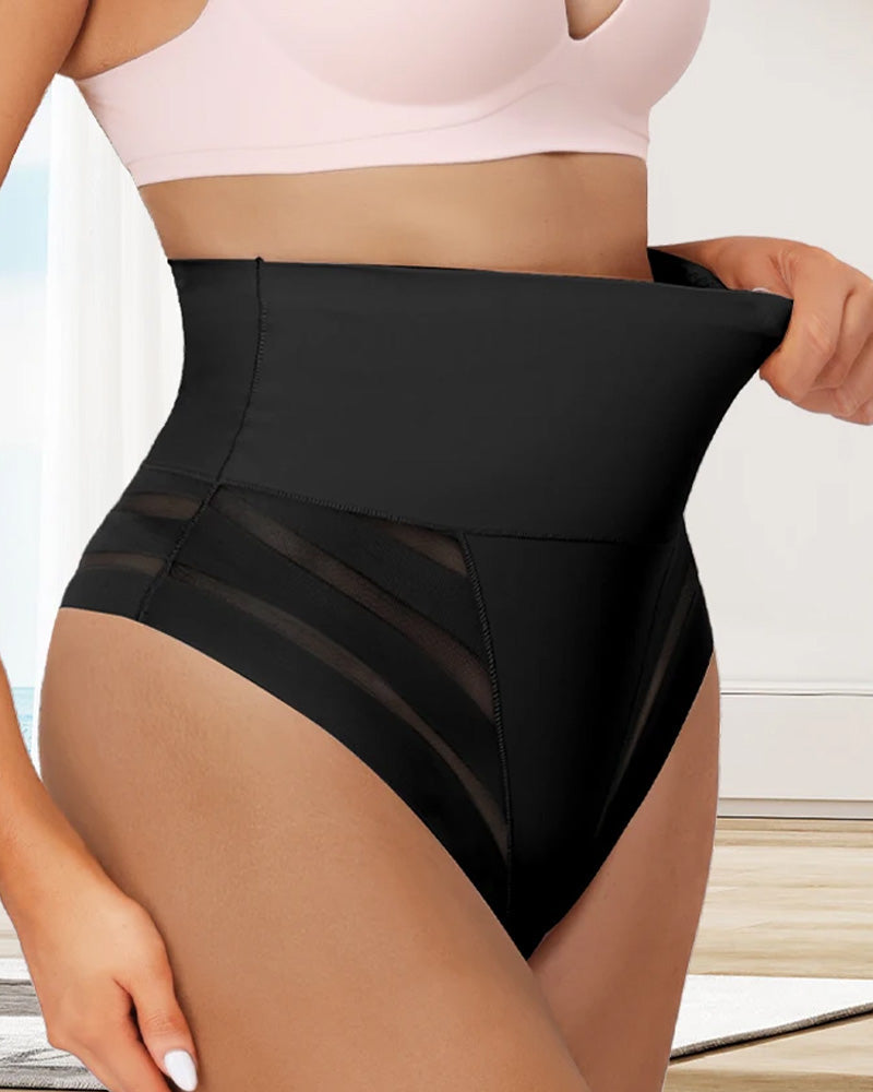 Bellvian black high waist tummy control shapewear panties with seamless waist slimming compression and sculpting support designed to flatten lower belly, smooth curves and create an hourglass silhouette under dresses, leggings and tight outfits