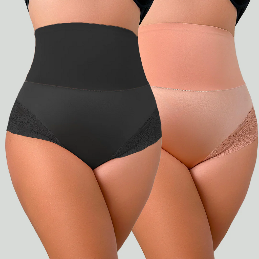 Bellvian seamless high waist shapewear panties in black and nude colours designed for tummy control, waist slimming and invisible smoothing under dresses and fitted outfits, popular in UK searches for slimming underwear, sculpting control briefs and comfortable body shaping panties
