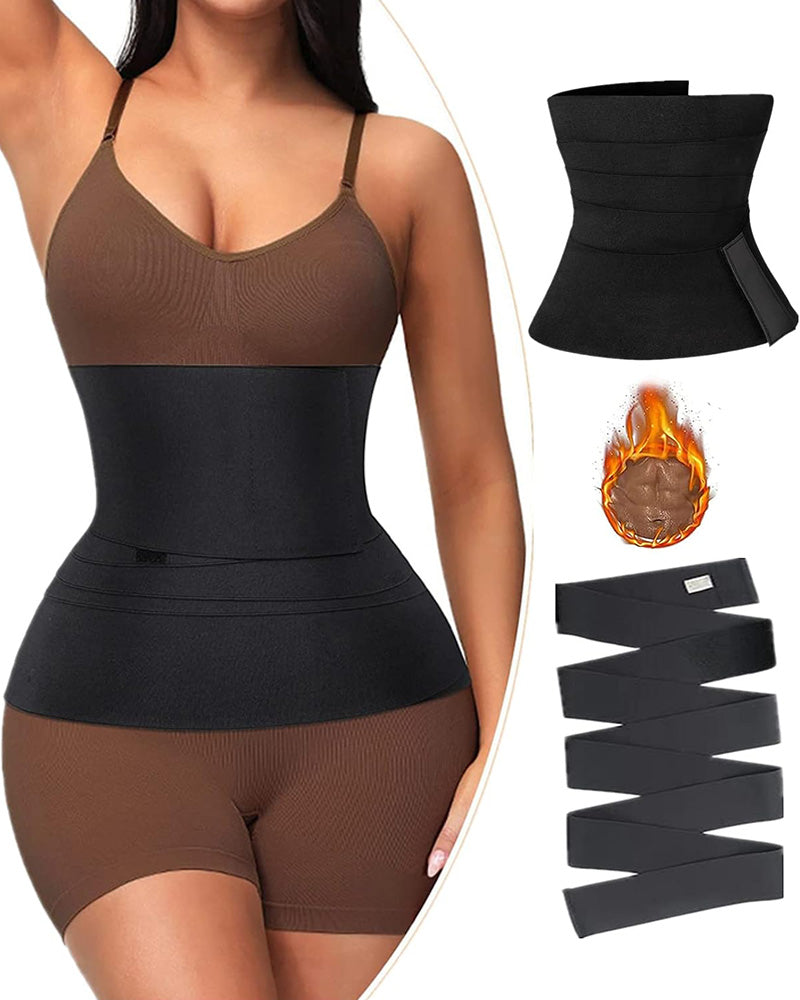 Bellvian black sauna waist trainer with thermal compression and tummy slimming support, inspired by viral fat burning sweat belts and designed for workout sweating, postpartum shaping, stomach flattening and body contour sculpting in the UK