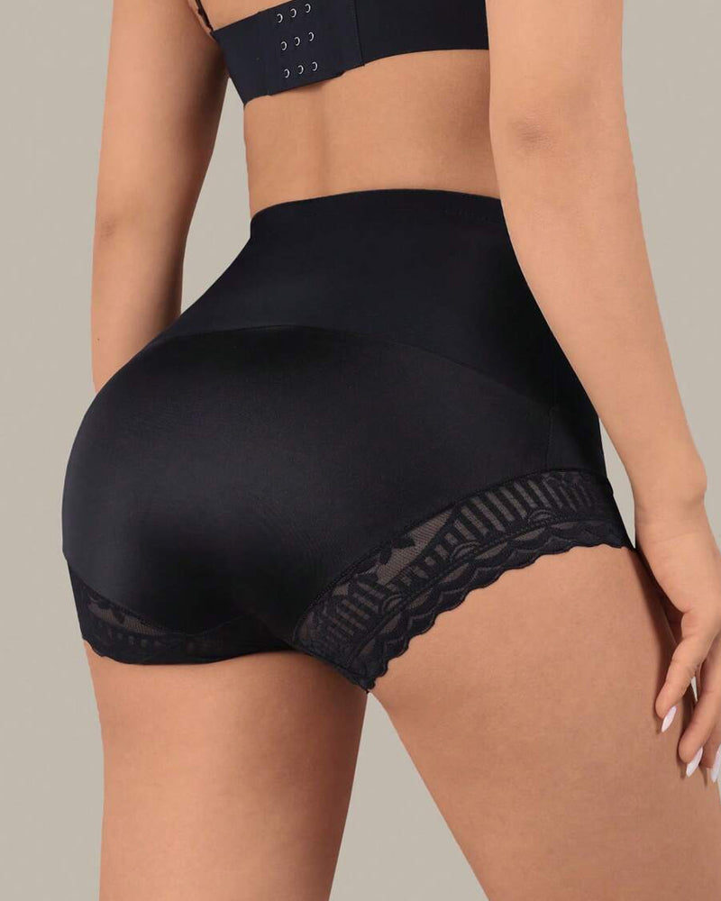 Bellvian black seamless body shaper shorts featuring tummy flattening compression and smooth sculpting fabric, designed for butt lifting support, waist slimming, fitted dress shaping and luxury everyday shapewear fashion in the UK