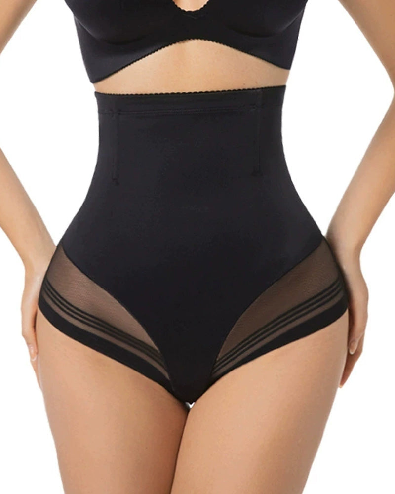 Bellvian black seamless hourglass shapewear designed to flatten the tummy, define the waist, support the lower abdomen and create a naturally slimmer silhouette without visible panty lines under everyday outfits.