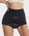 Bellvian black seamless tummy control briefs with high waist slimming compression and invisible body contour support, designed for stomach flattening, waist shaping and smooth hourglass enhancement in the UK