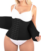 Bellvian black sweat waist trainer with thermal compression support and tummy flattening design, inspired by viral slimming belts and designed for belly fat sweating, postpartum waist shaping, workout support and body contour slimming in the UK