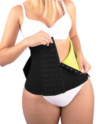 Bellvian black thermal waist trainer with sweat boosting compression support and tummy control shaping fit, designed for fat burning workouts, postpartum waist slimming, stomach flattening and body contour sculpting for women in the UK