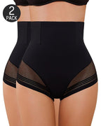 Bellvian black two pack body shaping panties with firm tummy control, seamless compression and breathable fabric designed to sculpt the waist, support natural curves and remain invisible under fitted outfits.