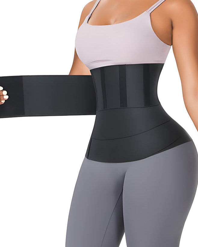 Bellvian black waist cincher workout shapewear belt with tummy flattening compression and sweat boosting support, designed for waist reduction, body sculpting, gym workouts and hourglass shaping for women in the UK