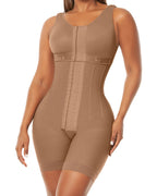Brown full body shapewear bodysuit with compression fit for tummy control, postpartum body shaping and waist slimming effect, seamless design for invisible wear under clothes UK