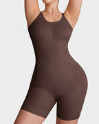 Bellvian brown full body shapewear with seamless tummy control compression and sculpting waist slimming fit, designed for butt lifting, postpartum body contouring and invisible shaping under dresses for women in the UK