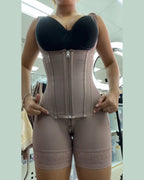 Real fit full body shapewear with waist trainer effect, high compression tummy control garment showing slimming and body contouring effect for women UK