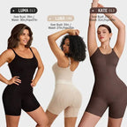 Bellvian full body shapewear bodysuit fit comparison featuring seamless tummy control compression and sculpting hourglass shaping, designed for postpartum slimming, waist contour support and body smoothing shapewear shopping in the UK