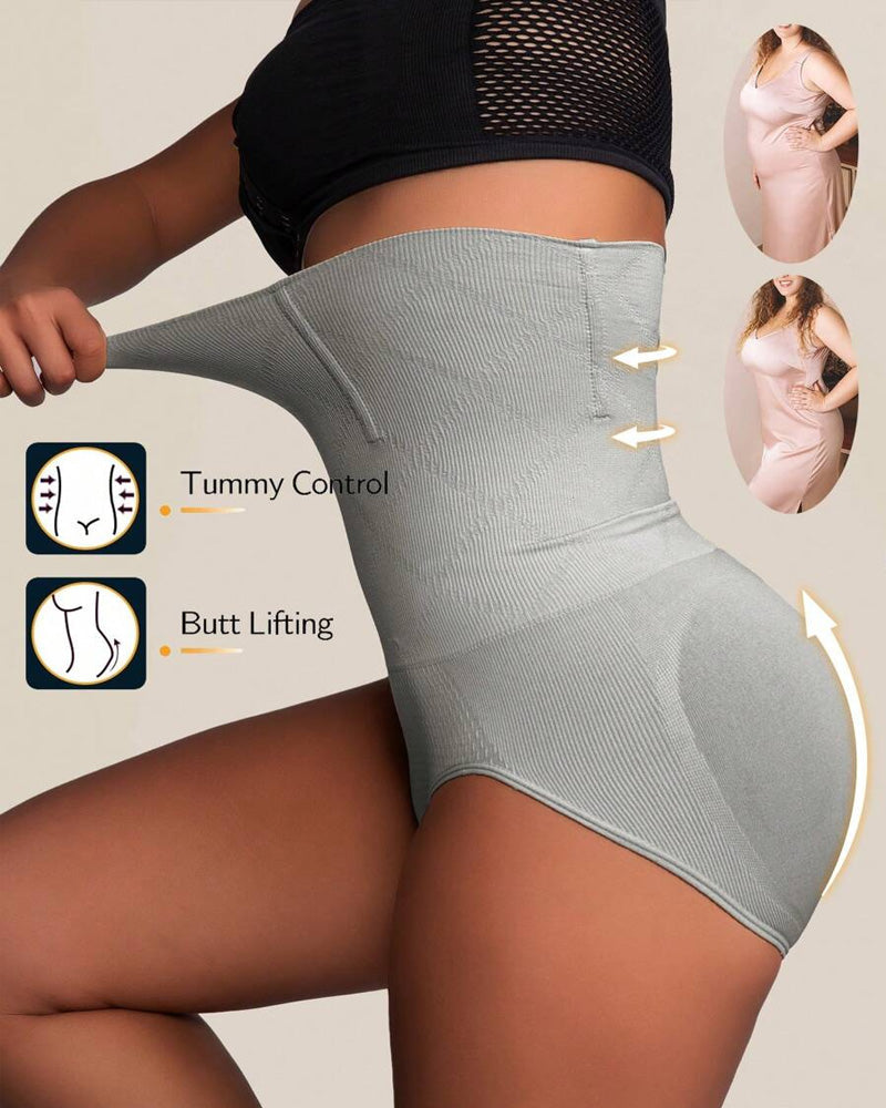 Bellvian grey body sculpting high waist seamless shapewear underwear with tummy control technology and butt lifting support designed to smooth waistline and create a slimmer silhouette under dresses and jeans, ideal for UK women searching for invisible shapewear briefs