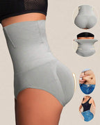 Bellvian grey butt lifting high waist seamless shapewear briefs with tummy control compression and waist sculpting support designed to smooth curves, flatten stomach and enhance silhouette invisibly under jeans, dresses and fitted clothing, trending in the UK for body shaping panties and slimming control underwear
