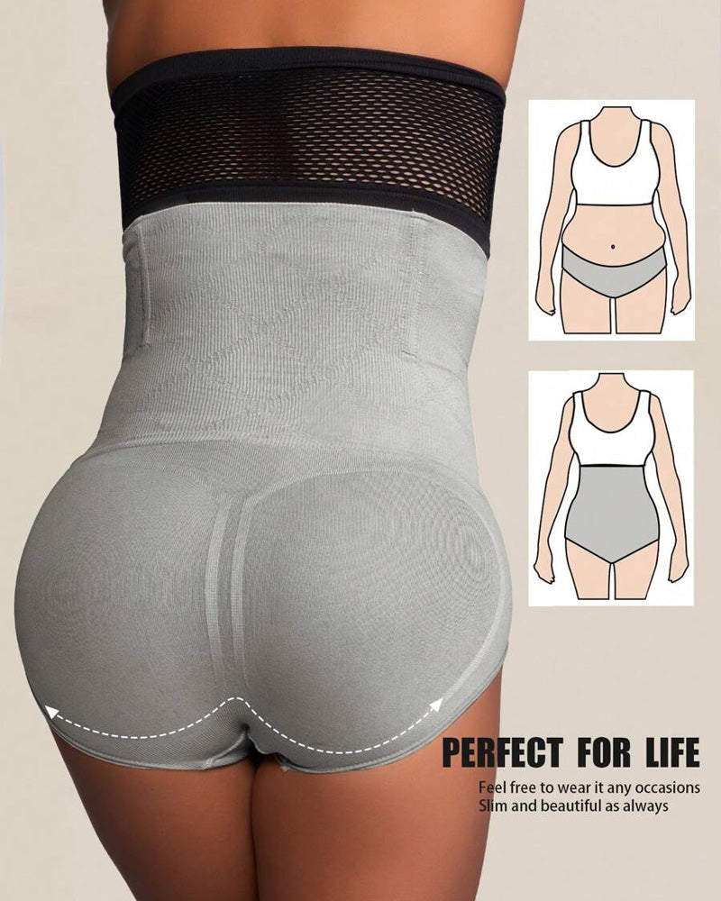 Bellvian grey lift and shape seamless control briefs with high waist tummy compression and curve enhancing support designed for smooth sculpting under bodycon outfits, leggings and casual wear, trending in UK shapewear searches for butt lifting control panties