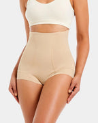 Bellvian nude high waist seamless body shaper shorts with sculpting tummy control and invisible smoothing compression designed to create a flattering hourglass silhouette under tight dresses, skirts and jumpsuits, popular in UK searches for seamless slimming underwear and control shorts