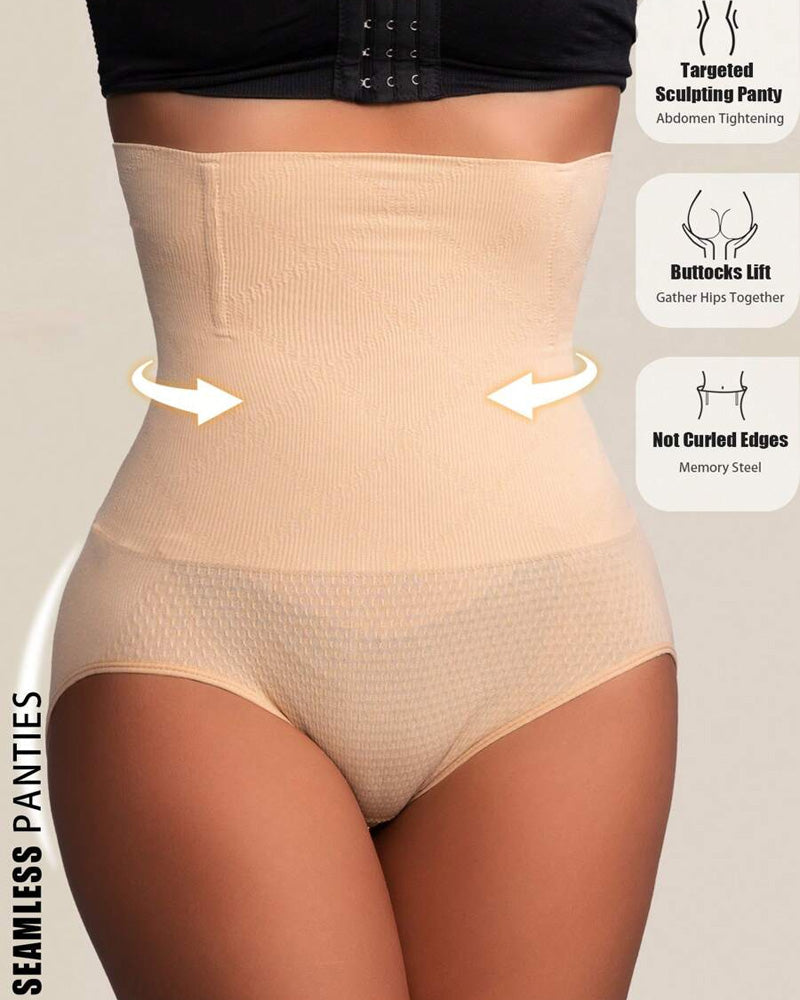 Bellvian nude high waist seamless shapewear briefs featuring tummy control compression and invisible body sculpting support for smoother curves and a flattering silhouette under dresses and office outfits, highly searched in the UK for slimming control underwear