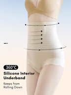 Bellvian nude non slip high waist shapewear panties with silicone interior waistband designed to prevent rolling down while delivering seamless tummy flattening, waist slimming and invisible smoothing under fitted clothing, ideal for UK shoppers looking for secure slimming underwear and comfortable body shaping panties