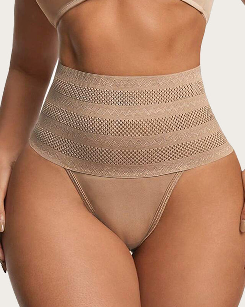 Bellvian nude ultra thin seamless thong shapewear with high waist tummy compression and invisible body sculpting support designed for comfortable all day slimming under bodycon dresses, office wear and evening outfits, highly searched in the UK for seamless tummy control underwear