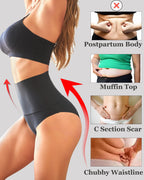 Bellvian high waist shapewear panties designed for postpartum tummy support, muffin top smoothing and C section compression featuring seamless waist slimming control and comfortable body sculpting support under clothing
