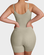 Bellvian sage green postpartum shapewear bodysuit with seamless tummy control support and sculpting waist compression, designed for body contour slimming, butt shaping, stomach flattening and comfortable all day shapewear wear in the UK