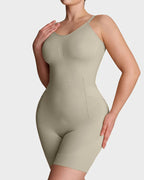 Bellvian sage green seamless body shaper bodysuit with tummy flattening support and waist contour sculpt fit, designed for postpartum shaping, invisible body smoothing and comfortable all day shapewear wear in the UK