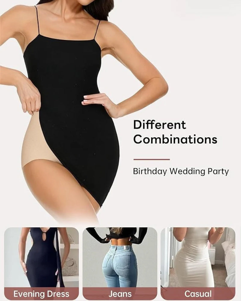 Bellvian seamless shapewear designed for smooth body contour support under dresses, jeans and fitted outfits, featuring tummy control compression and invisible waist slimming shaping for women in the UK