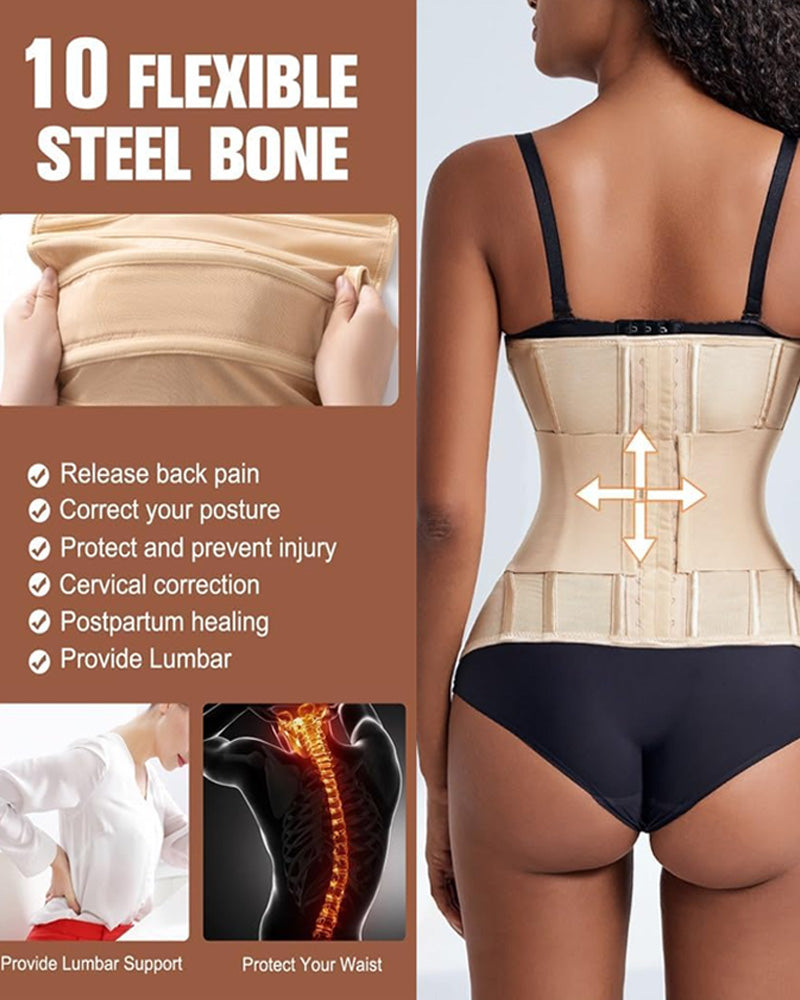 Steel boned waist trainer corset with 10 flexible bones for support, posture improvement, tummy control and waist shaping UK