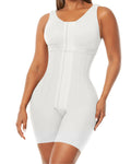 White full body shapewear bodysuit with high compression tummy control, seamless body shaper for postpartum recovery, waist slimming and flat stomach effect, breathable fabric for all day comfort UK