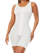 White full body shapewear bodysuit with high compression tummy control, seamless body shaper for postpartum recovery, waist slimming and flat stomach effect, breathable fabric for all day comfort UK