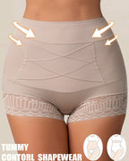 Bellvian white tummy control body shaper shorts with seamless waist compression and hourglass sculpting fit, designed for slimming under dresses, wedding shapewear, postpartum tummy support and everyday body confidence for women in the UK