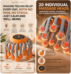 NACRE FORM™ electric head and scalp massager with 20 flexible massage heads and soft silicone tips, designed for a soothing scalp massage to help unwind after stressful days, headaches and mental fatigue.