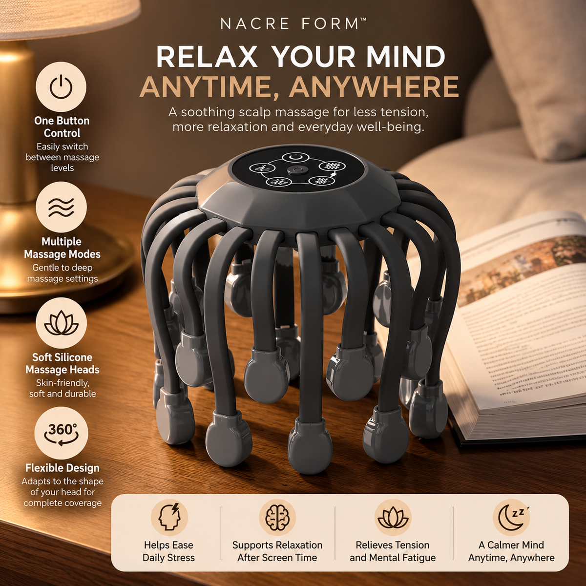 Electric Head & Scalp Massager for Stress & Relaxation