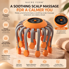 NACRE FORM™ electric head and scalp massager with flexible silicone massage heads and one-touch controls, designed for a relaxing scalp massage after stressful days, screen fatigue and everyday head tension.