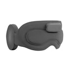 Side view of the NACRE FORM™ grey wireless sleep mask featuring a contoured 3D memory foam eye cover, integrated padded Bluetooth headphone and compact electronic control module. This smart blackout sleep mask combines a soft fabric exterior with an ergonomic design for bedtime listening, relaxation and travel.